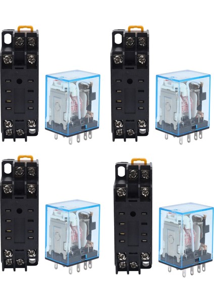 4x 220/240V Ac Bobin Dpdt Güç Rölesi MY2NJ 8 Pin W Soket Tabanı (Yurt Dışından)