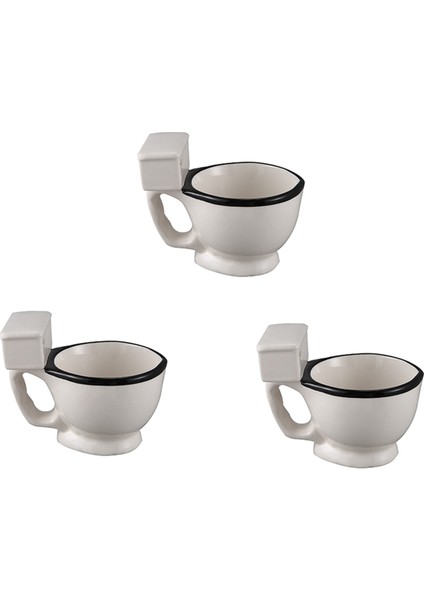 3x Yenilik Tuvalet Seramik Kulplu Kupa 300 ml Kahve Çay Süt Dondurma Fincan Hediyeler Için Komik (Yurt Dışından)