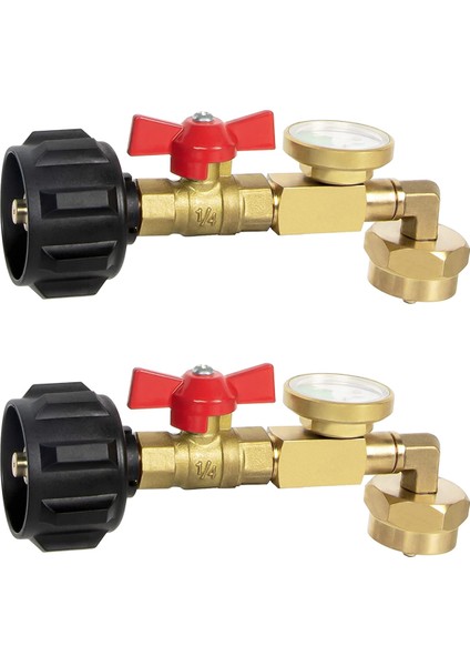 Valf ve Göstergeli 2x Propan Dolum Adaptörü, 20 Lb Tanktan 1 Lb Şişeyi Doldurun, 90 Derece Dirsek Tasarımı, Kullanımı Kolay (Yurt Dışından)