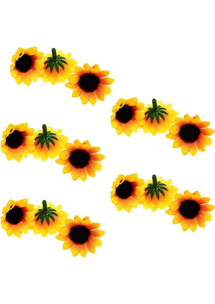 Düğün Için 500 Adet Yapay Ayçiçeği Küçük Papatya Gerbera Çiçek Başları (Sarı ve Kahve) (Yurt Dışından)
