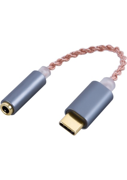 Hıfı Dac Kulaklık Amplifikatörü USB Tip C - 3.5mm Kulaklık Ses Adaptörü 32BIT 384 Khz Dijital Dekoder Aux Dönüştürücü Gri (Yurt Dışından)