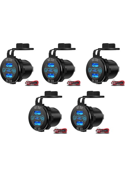 5x Hızlı Şarj Soketi 60W Usb-C Çoklu Araç Şarj Soketi Pd 3.0 ve Dokunmatik Anahtarlı Iki Qc3.0 Bağlantı Noktası Hızlı Araç Adaptörü (Yurt Dışından)