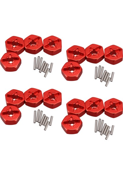 16X Alüminyum Alaşım 12MM Birleştirici Tekerlek Hub Hex Adaptörü Yükseltmeler Için 144001 1/14 Rc Araba Yedek Parçaları, Kırmızı (Yurt Dışından)