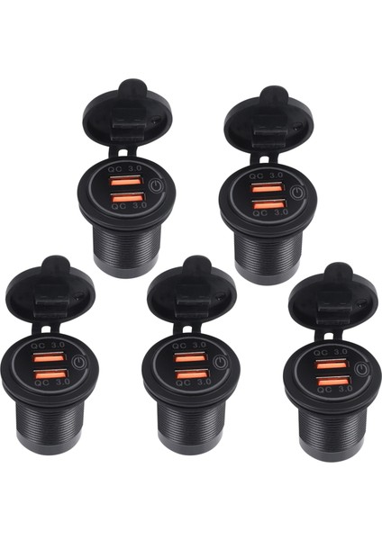 5x Hızlı Şarj 3.0 Çift USB Araç Şarj Cihazı 12 V 36 W USB Hızlı Şarj Cihazı Anahtarı ile Tekne Motosiklet Kamyon Golf Arabası Için Yeşil (Yurt Dışından)