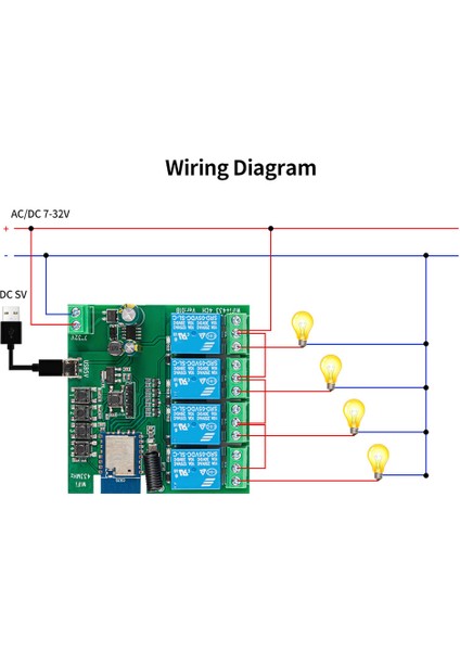 4ch Tuya Wifi Akıllı Anahtar Dıy Zamanlayıcı + Uzaktan 7-32V USB 5V 2.4g Wifi Smartlife Ev Otomasyonu Modülü Iftt Alexa (Yurt Dışından)