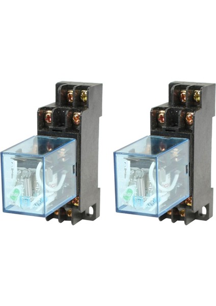 2x HH52P Dc 24V Bobin Dpdt 8 Pinli Elektromanyetik Güç Rölesi, DYF08A Tabanlı, Siyah+ Şeffaf Mavi (Yurt Dışından)