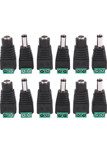12 Adet 5.5x2.1mm Dişi + Erkek Cctv Dc Güç Konektörü Adaptörü Onarım Parçası (Yurt Dışından)