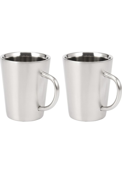 2x 340 ml Paslanmaz Çelik Bakır Kaplama Kahve Fincanı Çift Katmanlar 304 Yüksek Sıcaklık Dayanımı Süt Çay Kupa Gümüş (Yurt Dışından)