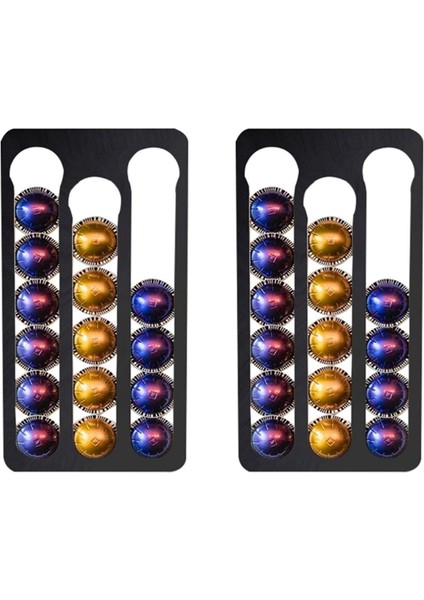 Vertuo Kapsülleri Için 2x Kahve Kapsülü Tutucu, Kahve Kapsülleri Için Duvara Monte Depolama Rafı, Kapasite: 17, Siyah (Yurt Dışından)