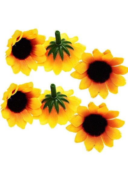 200 Adet Yapay Ayçiçeği Küçük Papatya Gerbera Çiçek Başları Düğün Için (Sarı ve Kahve) (Yurt Dışından)