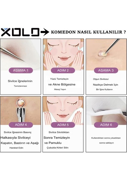 Gümüş Komedon Set Siyah Nokta Temizleyici Iğnesi 4 Adet modelleri