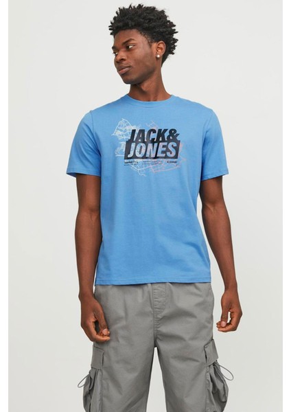 Jcomap Logo Tee Ss Crew N Mavi Erkek Kısa Kol T-Shirt