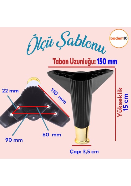 Elista Mobilya Ayağı Yükseltici 15 cm Siyah Altın Renk Modern Tasarım fiyatları