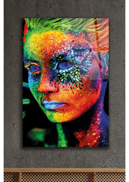 Neon Kadın Cam Tablo 3