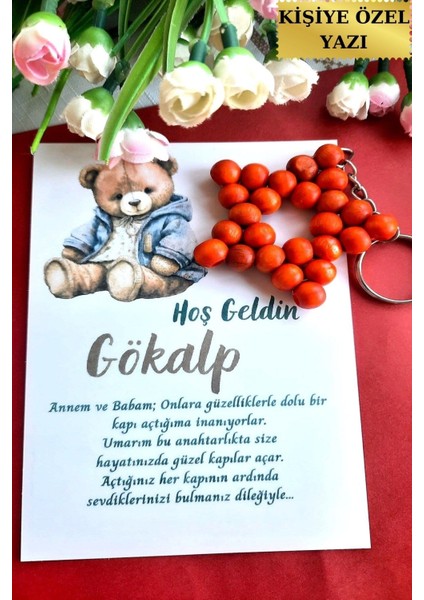 30 Adet Ayıcıklı Ahşap Yıldız Anahtarlık - Bebek Mevlid Hediyesi - Diş Hediye - Bebek Hediye
