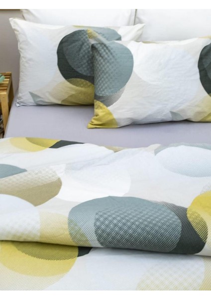 90X190 Pamuklu 63 Tel Daire Desenli Tek Kişilik Nevresim Takımı