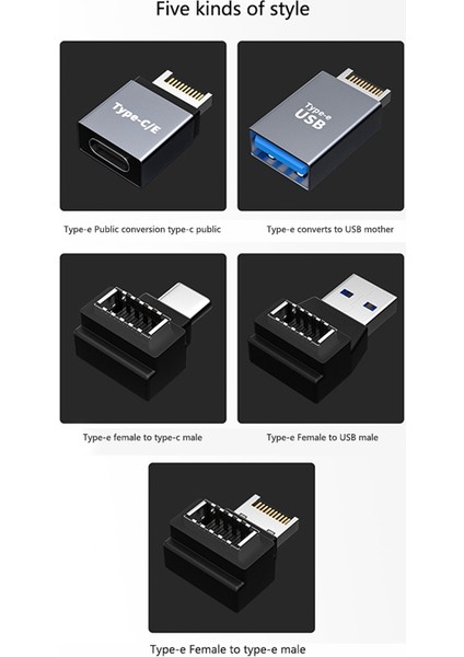 Tip-E Dişi - Tip-C Erkek Dönüştürücü USB 3.1 Ön Panel Başlığı Tip E - Tip-C Adaptör Fişi Dönüştürücü Bilgisayar (Yurt Dışından)