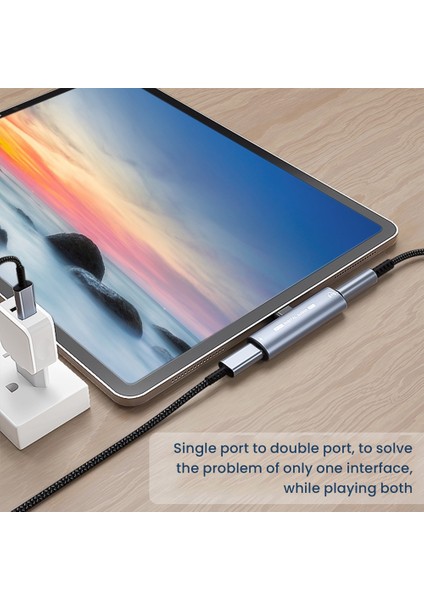 2ın1 USB Type-C - USB C/3.5mm Kulaklık Adaptörü Kulaklık Dac Ses Dönüştürücü 32BIT/384KHZ Dijital Dekoder PD27W Siyah (Yurt Dışından)