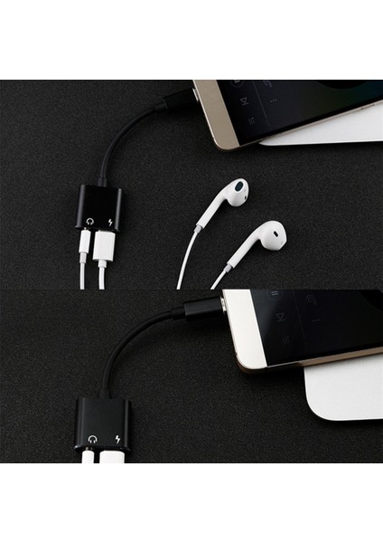 2'si 1 Arada Tip-C - 3,5 mm Kulaklık Jakı Adaptörü/konektörü Şarj Cihazı, Kulaklık Aux Ses ve Şarj Adaptörü Siyah (Yurt Dışından)