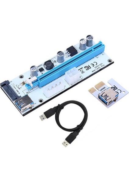 6 Adet VER008S 3 In 1 Molex 4pin Sata 6pın Pcıe Pcı-E Pcı Express Yükseltici Kart 1x Ila 16X USB 3.0 Kablosu Madencilik Için (Yurt Dışından)