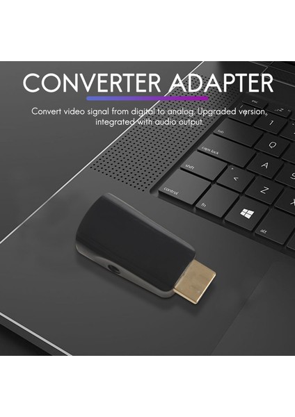 1080P Erkek - VGA Dişi Adaptör Video Dönüştürücü, Ses Çıkışı N3 Siyah (Yurt Dışından)