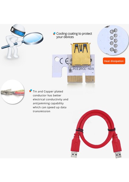 Yükseltici VER012 USB 3.0 Pcı-E Yükseltici VER012MAX Ekspres Kablo Yükseltici Video Kartı Için X16 Genişletici Pcı-E Yükseltici Kart Madencilik Için, A (Yurt Dışından)
