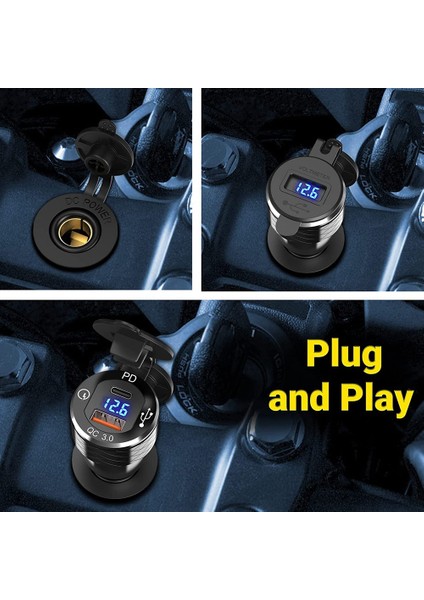 Pd 3.0 Tip C USB Hızlı Şarj Cihazı Din'den Usb'ye ve 12V-24V Motosiklet Için Voltmetreli 18W Qc 3.0 Güç Çıkışı (Yurt Dışından)