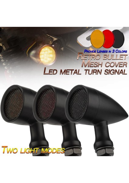 10MM Motosiklet Retro LED Dönüş Sinyali Fren Lambası Chopper Için Mesh Lens (Yurt Dışından)