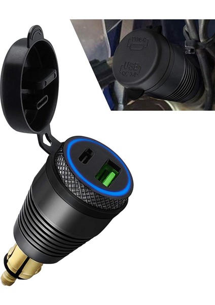 2x Motosiklet Dın Şarj Cihazı - Qc3.0 USB ve Tip C Güç Dağıtımı (Yurt Dışından)