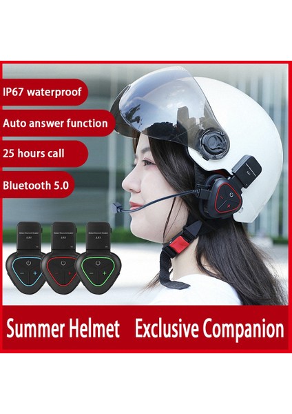 Lx1 Motosiklet Yaz Kask Özel Bluetooth Kulaklık Taşınabilir Mavi (Yurt Dışından)