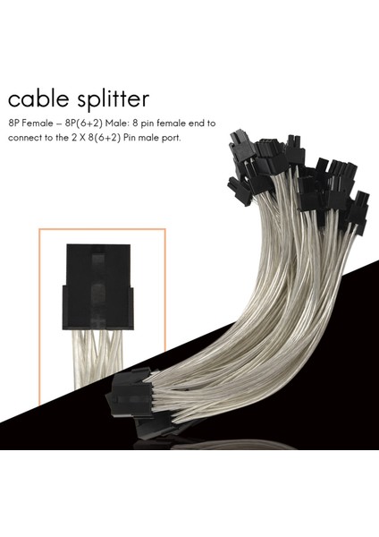 8 Pin - 2 x 8 Pin (6+2) Pcıe Güç Ayırıcı Kablosu 9 Inç (6 Paket) (Yurt Dışından) indirimleri