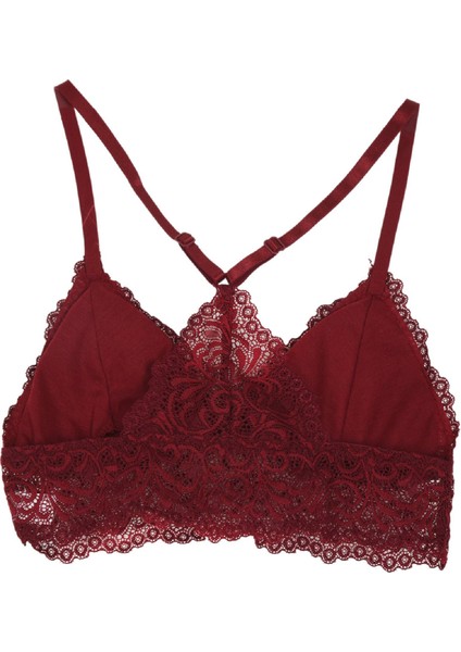 Dantelli Kablosuz Dönüştürülebilir Ped Çelik Halkasız Bayan Sütyen, Hünnap Kırmızısı (Yurt Dışından) fiyatları