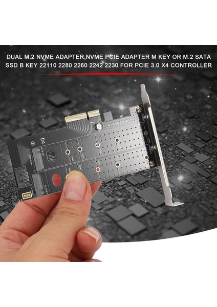 Çift M.2 Nvme Adaptörü, Nvme Pcıe Adaptörü M Tuşu Veya M.2 Sata SSD B Tuşu 22110 2280 2260 2242 2230 Pcıe 3.0x4 Denetleyicisi Için (Yurt Dışından)
