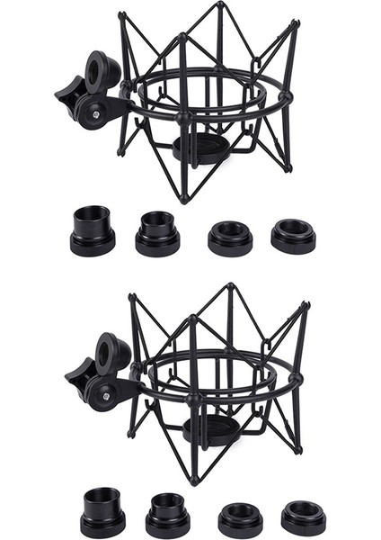 2x Mikrofon Şok Montajlı Ayarlanabilir Montaj (Siyah) (Yurt Dışından)