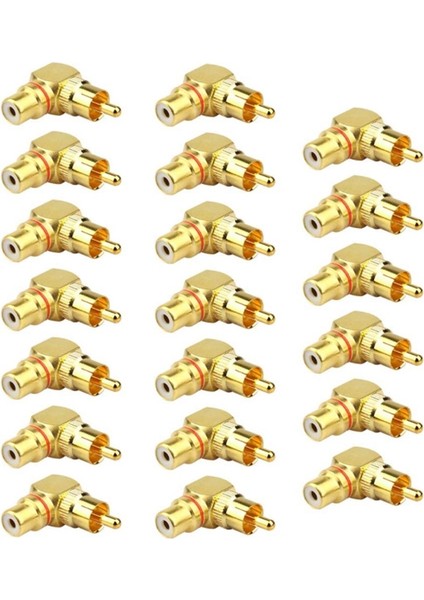 20 Paket Rca Dik Açı Adaptörü Dişi - Erkek Altın Kaplama Konnektör (Yurt Dışından)