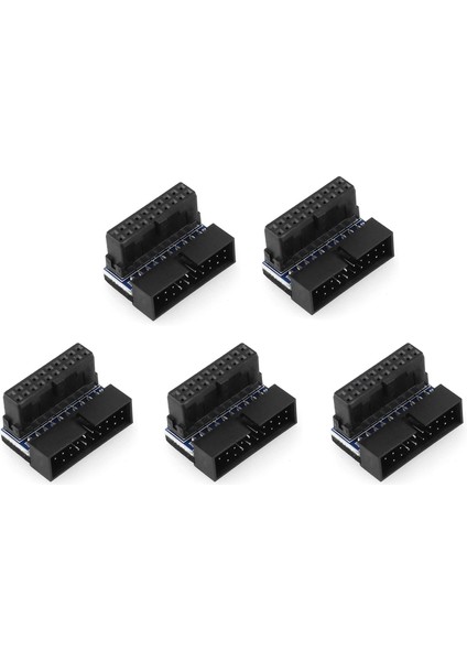 5 Adet USB 3.0 20PIN Erkek - Dişi Uzatma Adaptörü Açılı (Up) (Yurt Dışından)