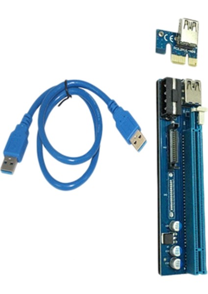 Pci-E 1x - 16X Adaptör Kartı, 4pin+Sata Çift Arayüz Madencilik Kablosu Win7/8/10 ile Uyumlu Özel Adaptör Kartı (Yurt Dışından)
