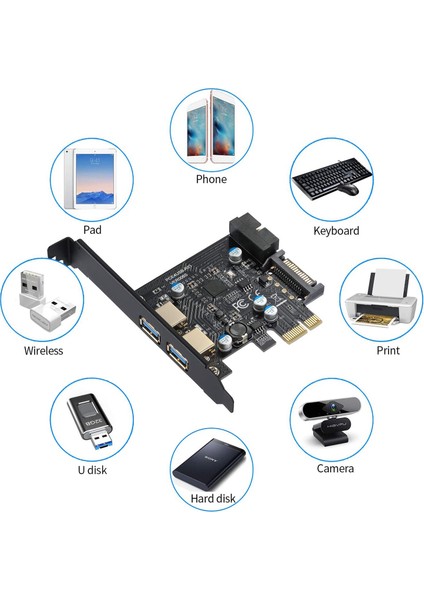 Pcı-E - USB 3.2 Adaptör Kartı, 5 Gbps Pcı Express (Pcıe) Genişletme Kartı Dahili Usb3.0 Hub Pcı Express Kartı (Yurt Dışından)