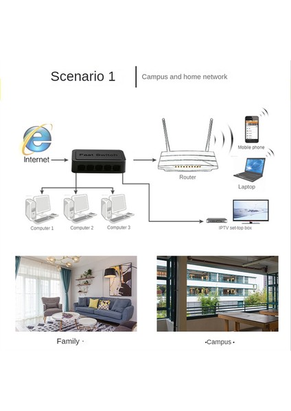 5 Bağlantı Noktalı Ağ Anahtarı Ethernet Anahtar Ayırıcı RJ45 Hub, Siyah, Ab Tak (Yurt Dışından)