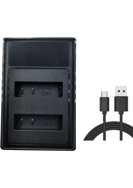 Dmw-Blh7 LED USB Çift Pil Şarj Cihazı -Gm5 -Gf7 -Gf8 Gf9 LX10 Kamera Yedek Şarj Cihazı (Yurt Dışından)