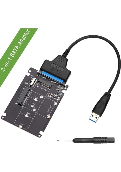 M.2 Ngff Veya Msata - Sata 3.0 Adaptörü USB 3.0 - 2.5 Sata Sabit Disk 2 In 1 Dönüştürücü Okuyucu Kartı Pc Dizüstü Bilgisayar Için Kablo ile (Yurt Dışından)