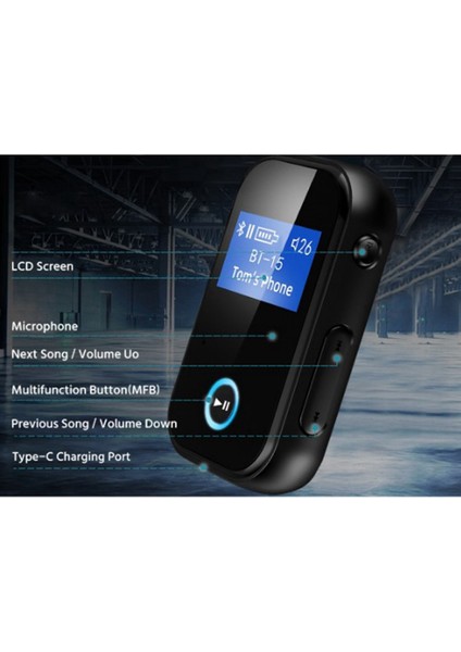 Ekranlı Bluetooth Adaptörü Araç Kablosuz 5.0 Bluetooth Alıcısı (Yurt Dışından)