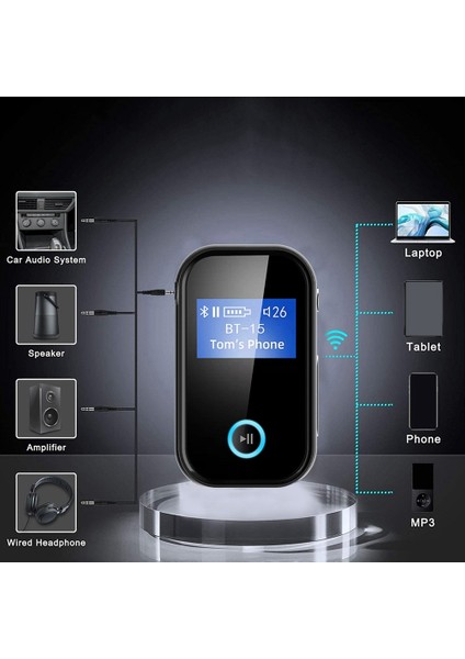 Ekranlı Bluetooth Adaptörü Araç Kablosuz 5.0 Bluetooth Alıcısı (Yurt Dışından)