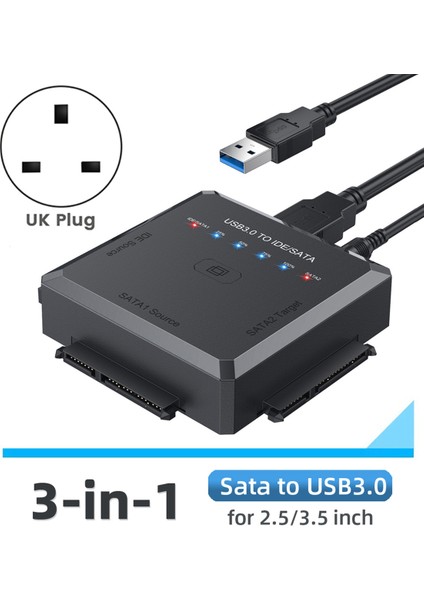 Sata - USB Adaptörü USB 3.0 - Ide/sata 3 Kablo Dönüştürücü Için 2,5 3,5 HDD SSD Sabit Disk Sürücüsü Adaptörü-Ingiltere Tak (Yurt Dışından)