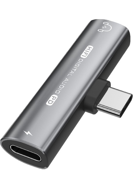 2ın1 USB Type-C - USB C/3.5mm Kulaklık Adaptörü Kulaklık Dac Ses Dönüştürücü 32BIT/384KHZ Dijital Dekoder PD27W Gri (Yurt Dışından)