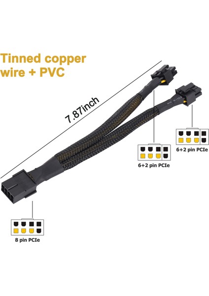 4 Adet 8 Pin Pcı-E Pcı Express Grafik Ekran Kartı Gpu VGA 8 Pin Dişi Çift Gpu 8 (6 + 2) Pin Erkek Kollu 8pin Splitter (Yurt Dışından)