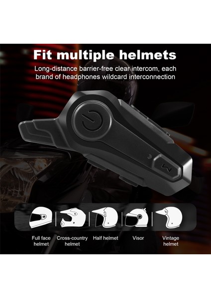 Motosiklet Bluetooth Kask Interkom Cnc Gürültü Azaltma Fonksiyonu ile Evrensel Eşleştirme Su Geçirmez Kulaklık B (Yurt Dışından)