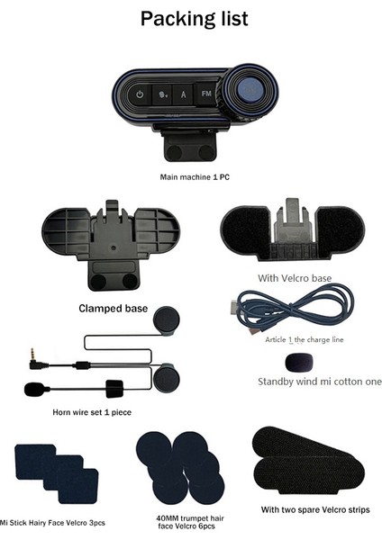 Motosiklet Kask Kulaklık Bisiklet Çağrı Eller Serbest Bluetooth5.3 Kulaklık Fm Fonksiyonlu Su Geçirmez Müzik Kulaklık (Yurt Dışından)