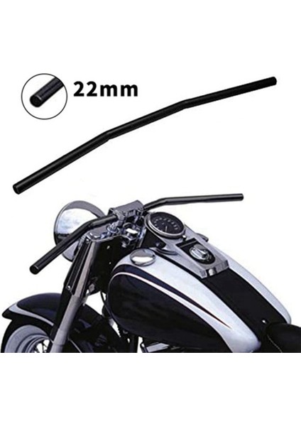 7/8 Inç Motosiklet Gidonu 22MM Siyah Sürükle Düz Bar Cafe Chopper Için (Yurt Dışından)
