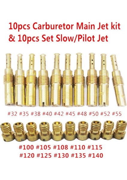 10 Adet Karbüratör Ana Jet Kiti ve Pwk Için 10 Adet Yavaş/pilot Jet (Yurt Dışından)